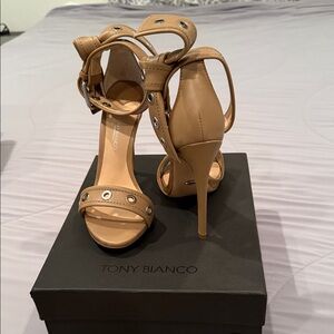 Tony Bianco Brown Eyelet Strap Heels